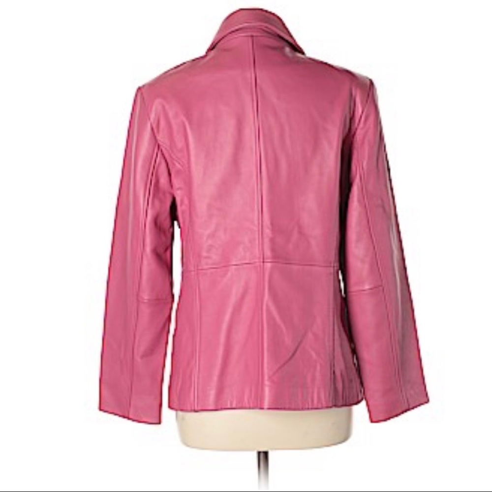 Pink Metallic Leather Jacket - Picture 4 of 6